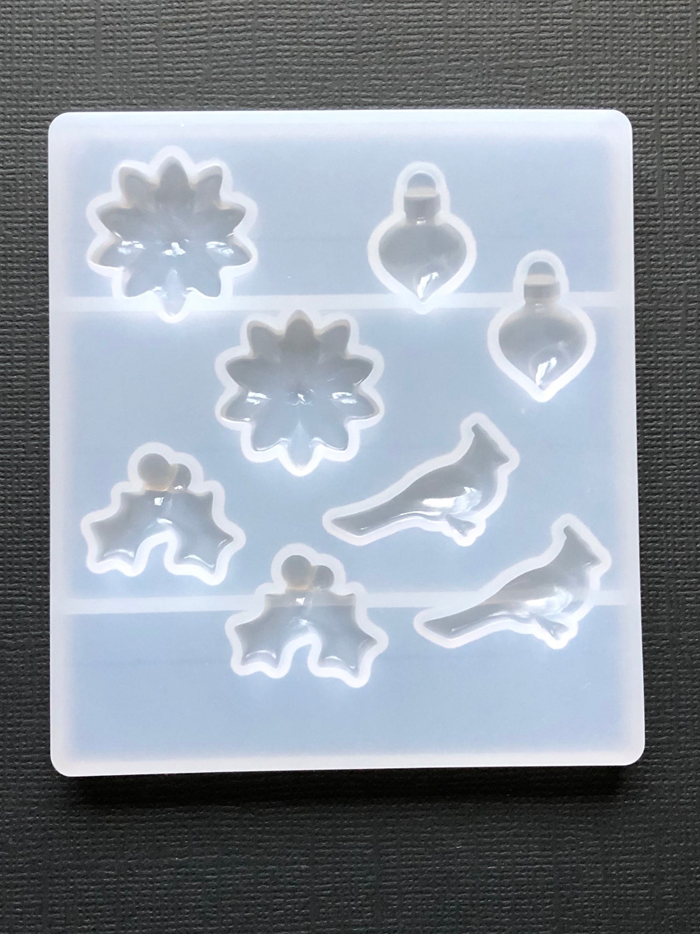 8pc Christmas Dangle Earring Charm Cabochon Flexible Clear Silicone Mold For Epoxy or UV Resin