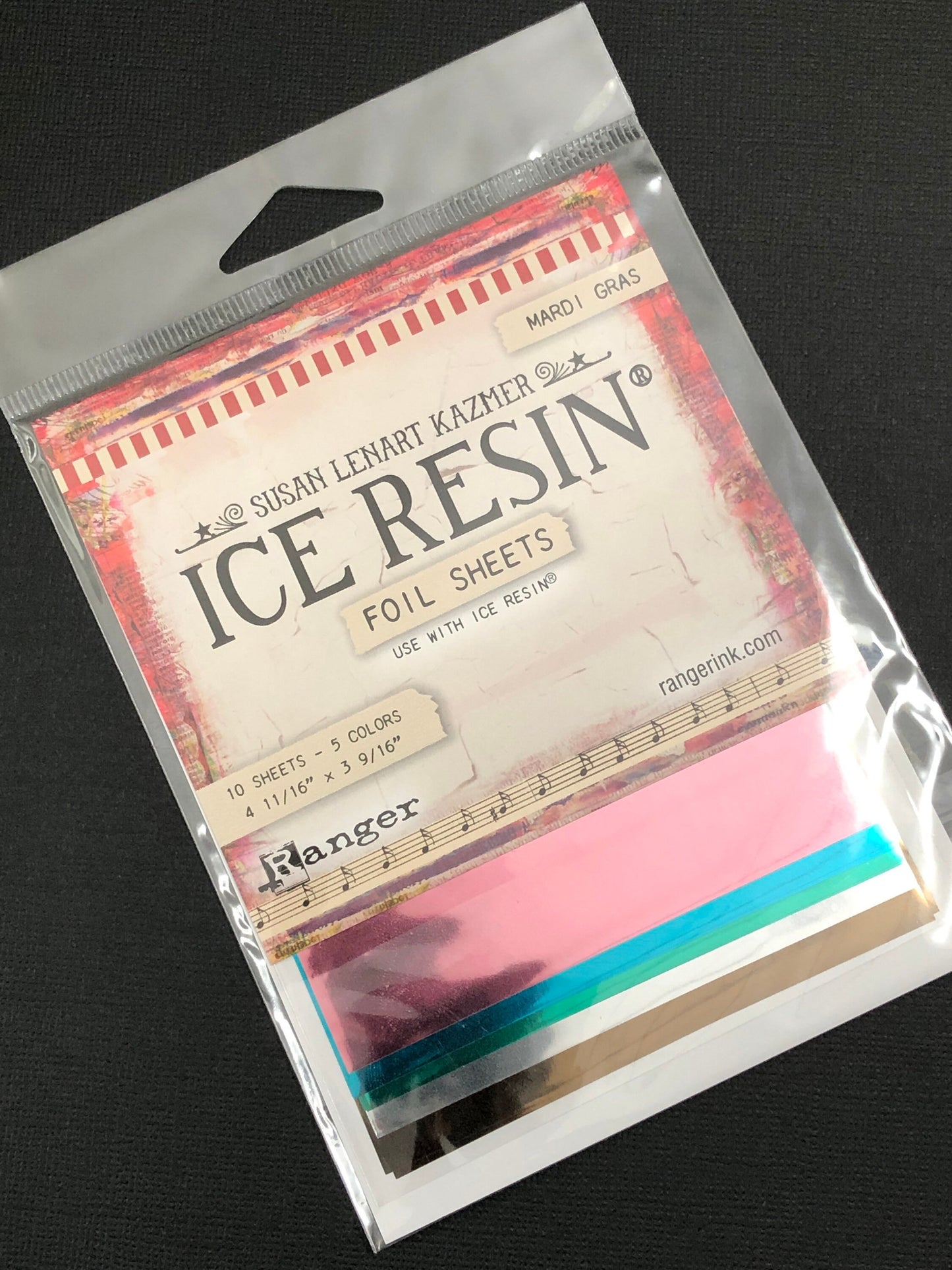 10pc Ice Resin Mardi Gras Assorted Metallic Art Cello Foil Sheets For Resin Crafts and More