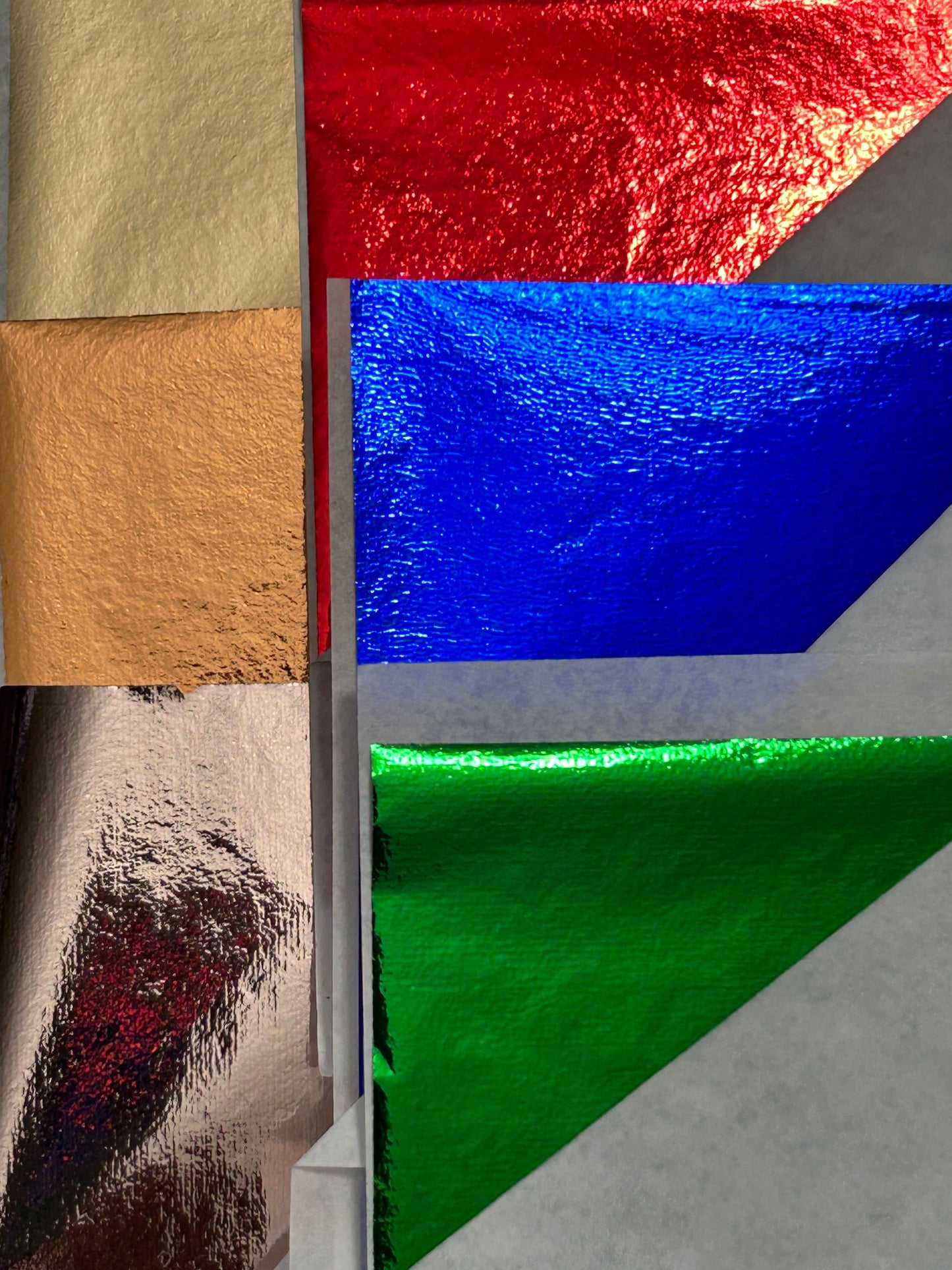 30 Sheets Of Nature Colors Composition Metal Foil Leaf Sheets Red Orange Gold Green Deep Blue
