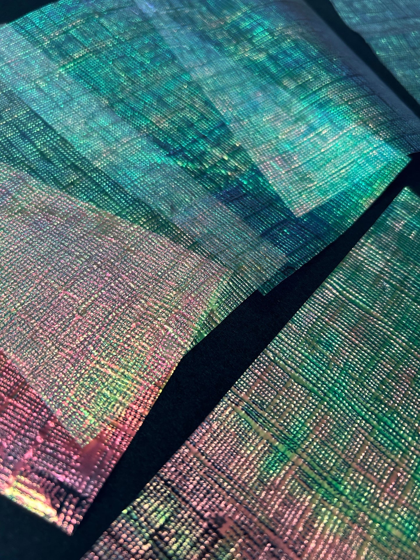 10pcs Textured Shimmer Faux Dichroic Iridescent AB Cellophane Film Dichro Sheets For Resin Crafts and More Reflects Pink Teal Green