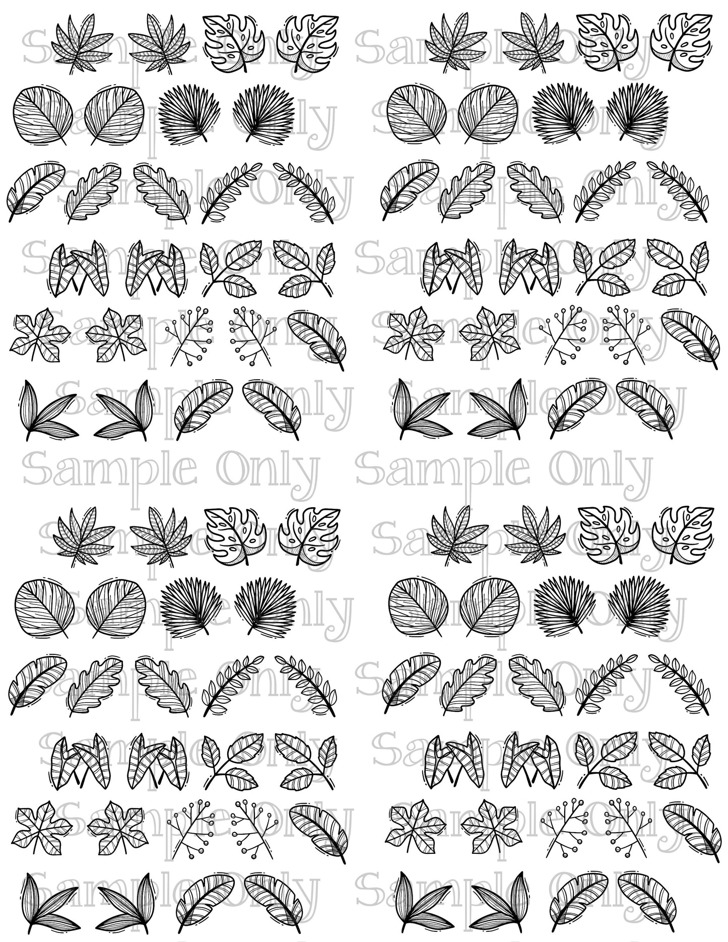 Tropical Leaves DIGITAL OR PRINTED Image Transfer Sheet For Polymer Clay