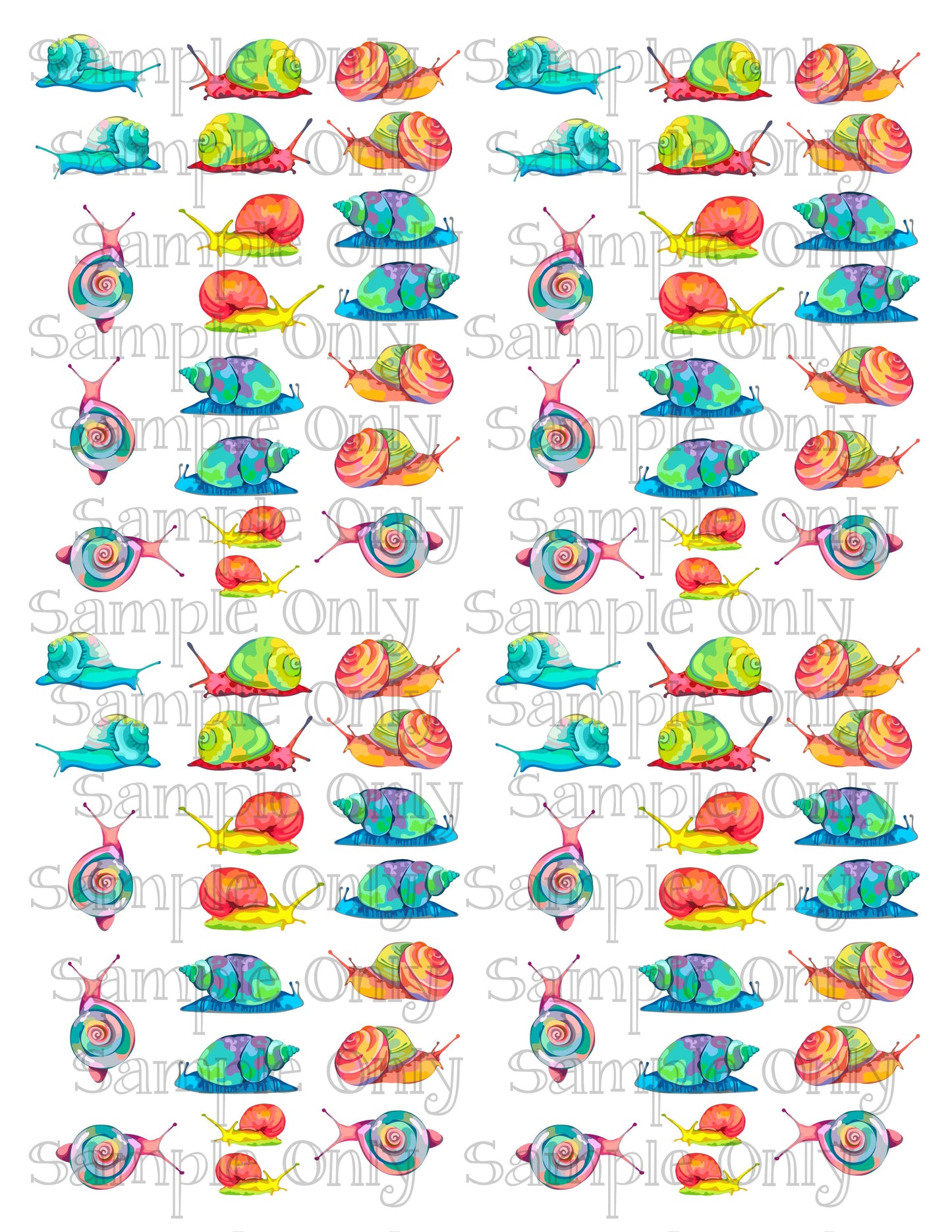 Bright Snails Printed Water Soluble Image Transfer Sheet For Polymer Clay