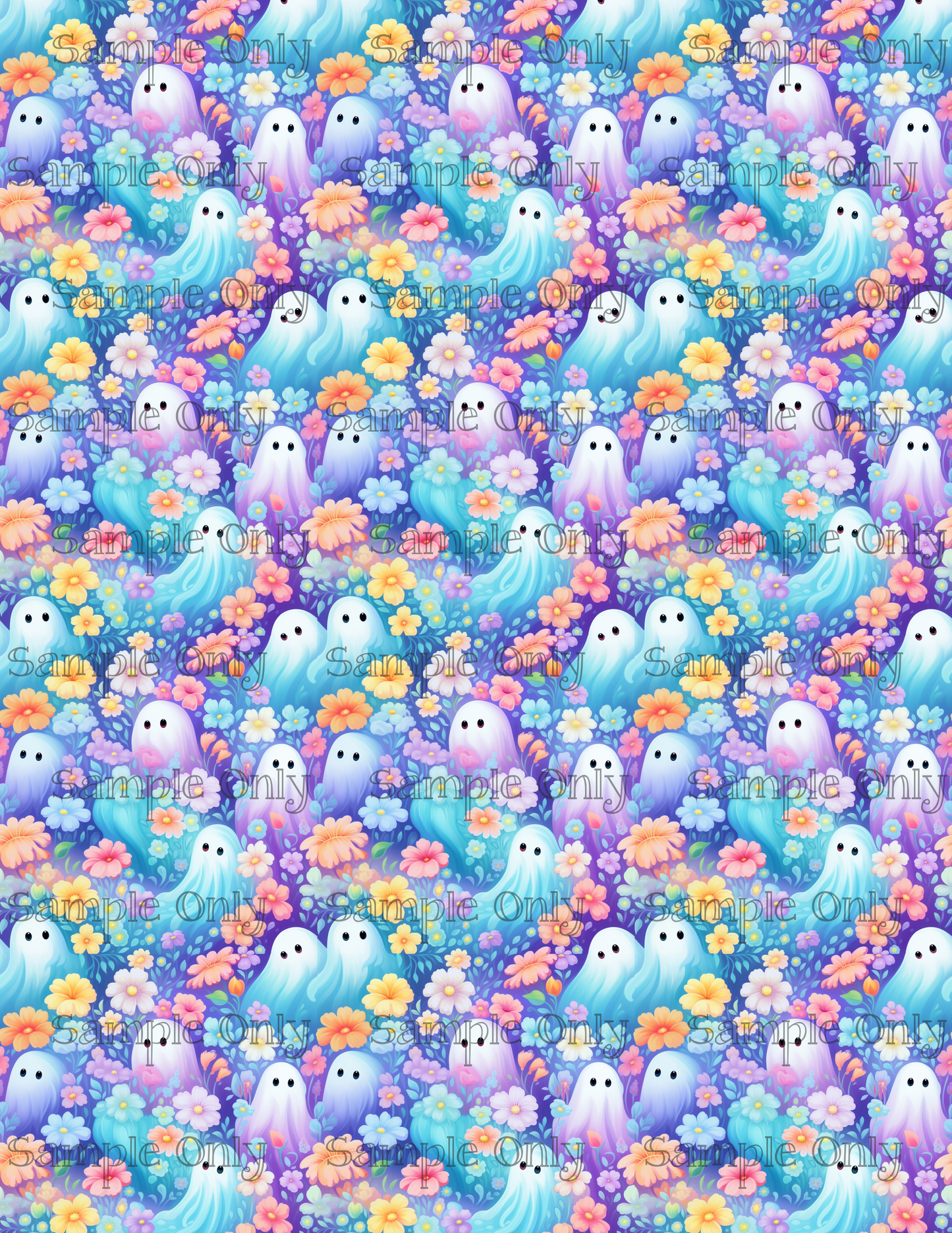 Watercolor Halloween Ghosts 04 Image Sheet For Polymer Clay Transfer Decal DIGITAL FILE OR PRINTED