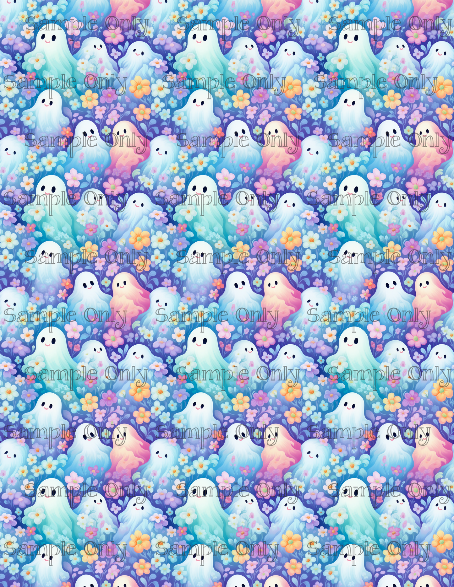 Watercolor Halloween Ghosts 06 Image Sheet For Polymer Clay Transfer Decal DIGITAL FILE OR PRINTED