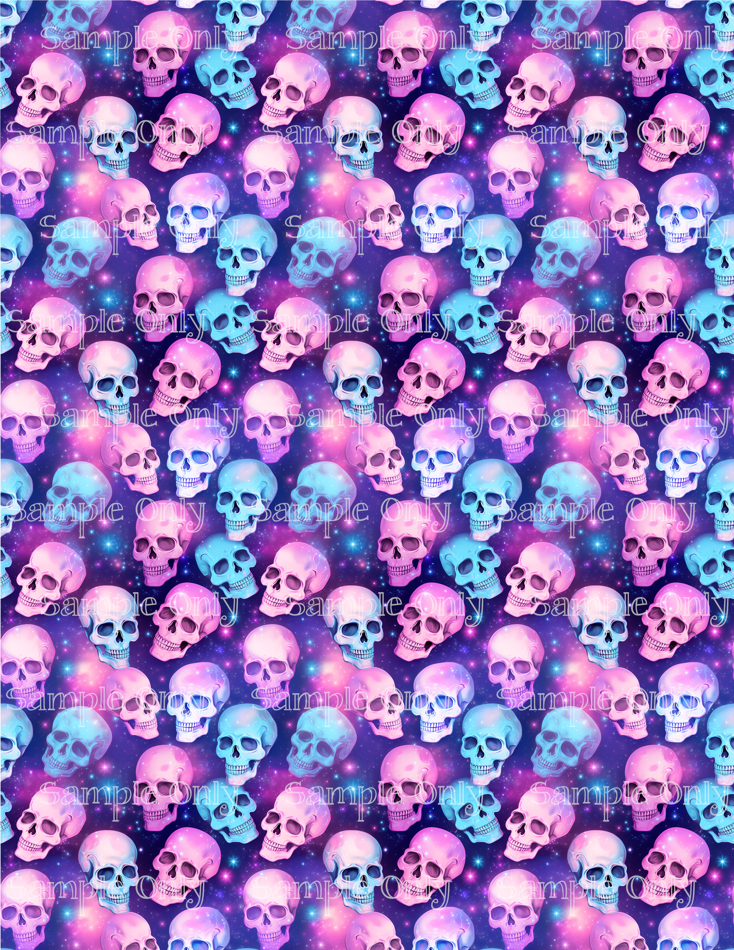 Halloween Pastel Skulls 02 Image Sheet For Polymer Clay Transfer Decal DIGITAL FILE OR PRINTED