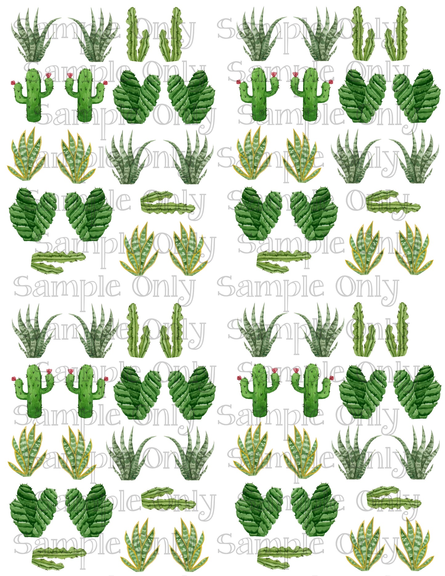 Cactus Plant Topper Image Sheet For Polymer Clay Transfer Decal DIGITAL FILE OR PRINTED