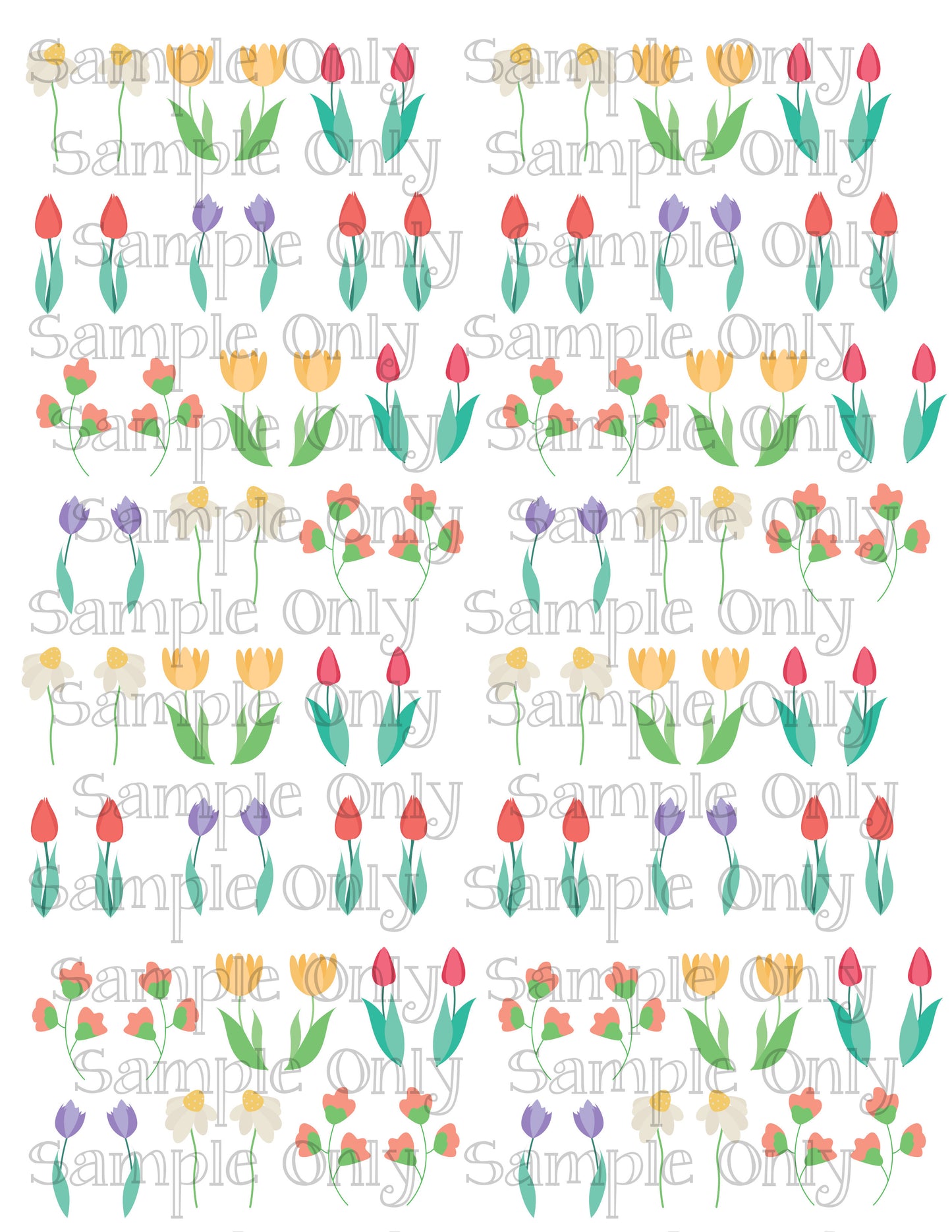 Tulips and Spring Flowers Image Sheet For Polymer Clay Transfer Decal DIGITAL FILE OR PRINTED