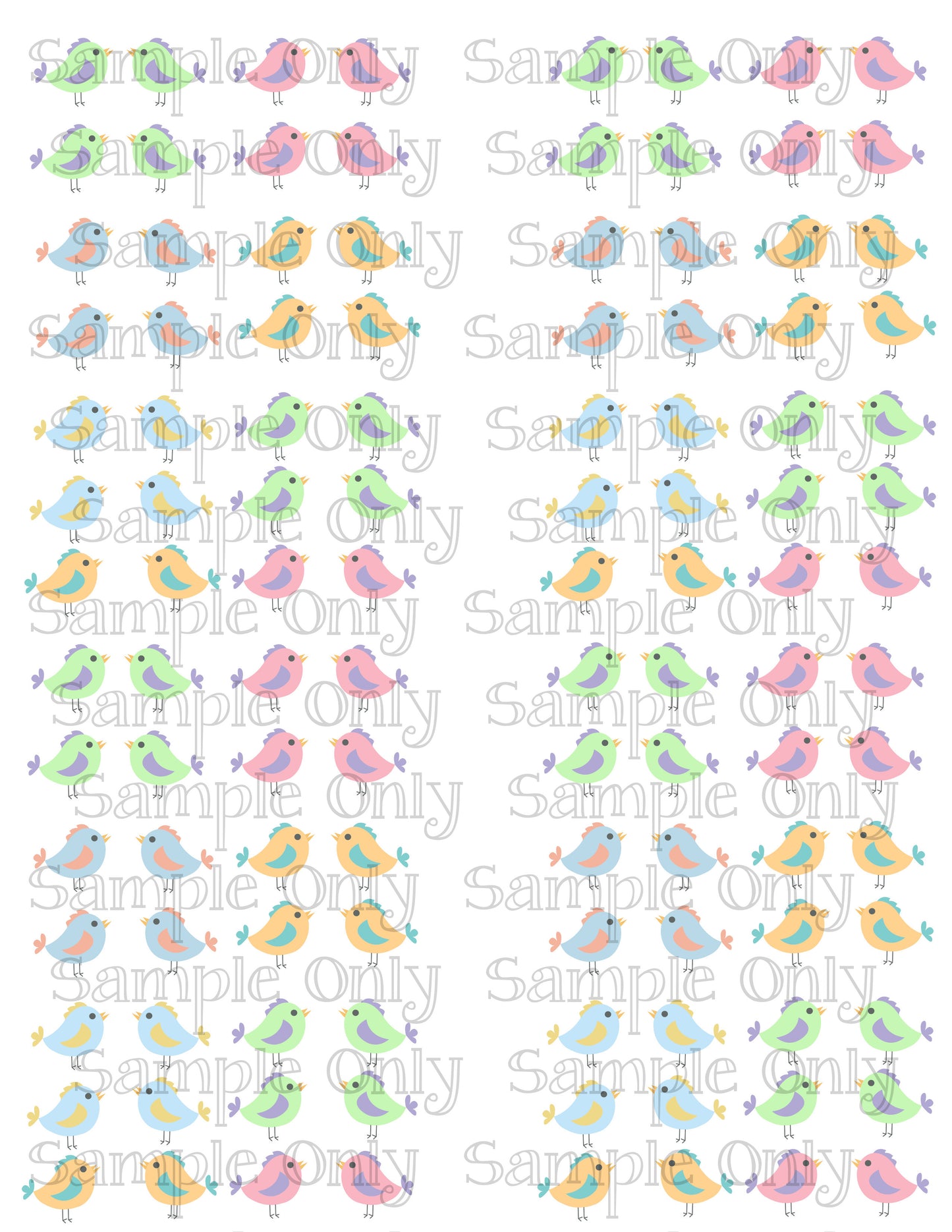 .75 Inch Chubby Spring Birds Image Sheet For Polymer Clay Transfer Decal DIGITAL FILE OR PRINTED