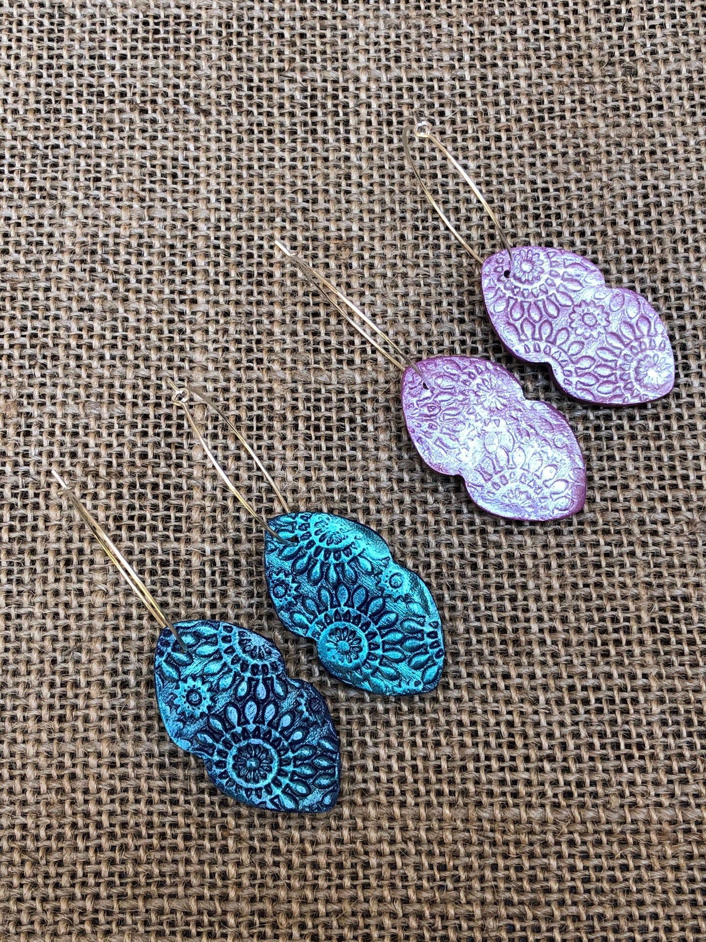 Boho Rhinestone Oval Scroll Hoop Earrings YOU CHOOSE