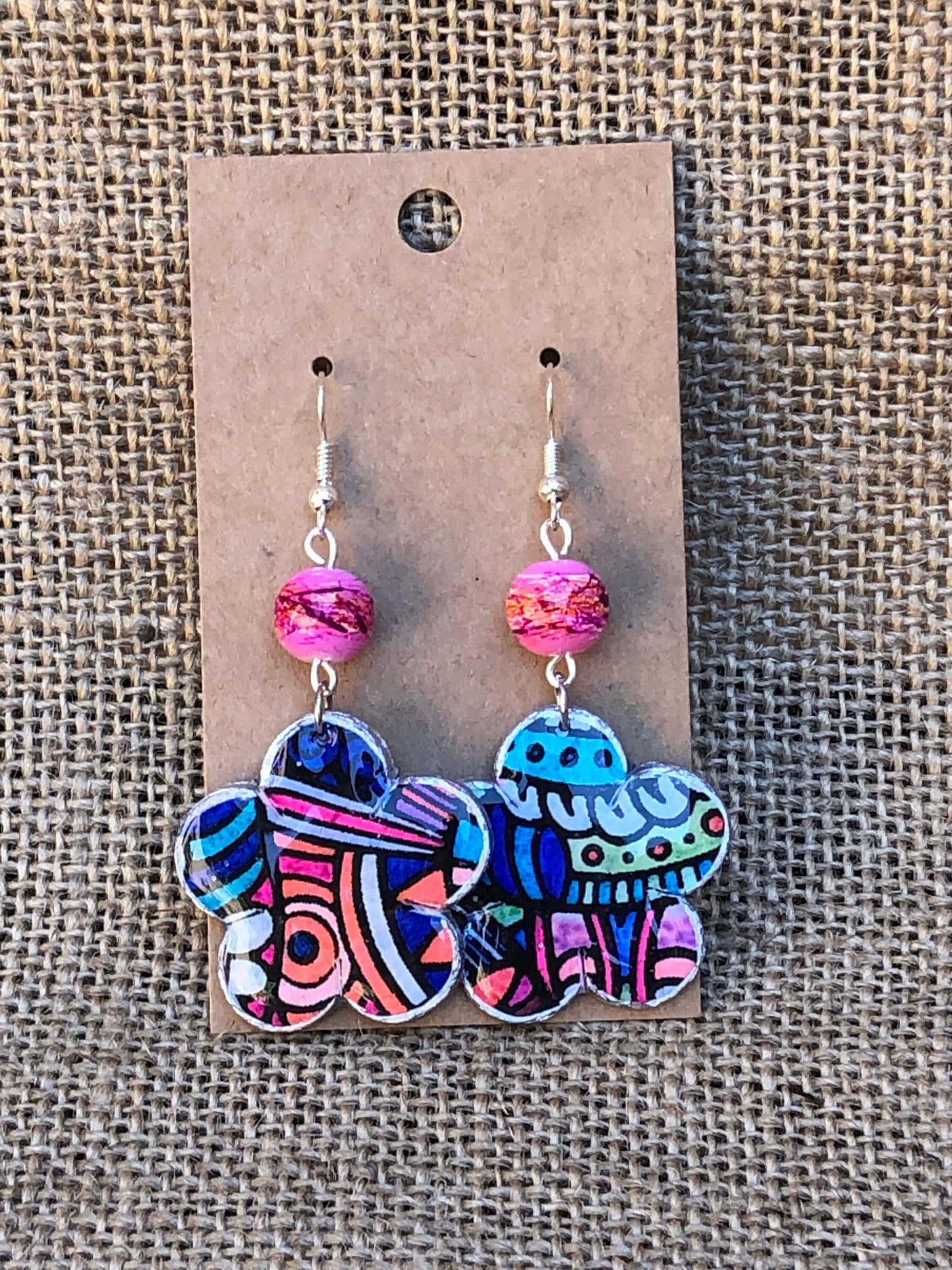 Coloring Book Boho Floral Dangle or Statement Stud Earrings YOU CHOOSE