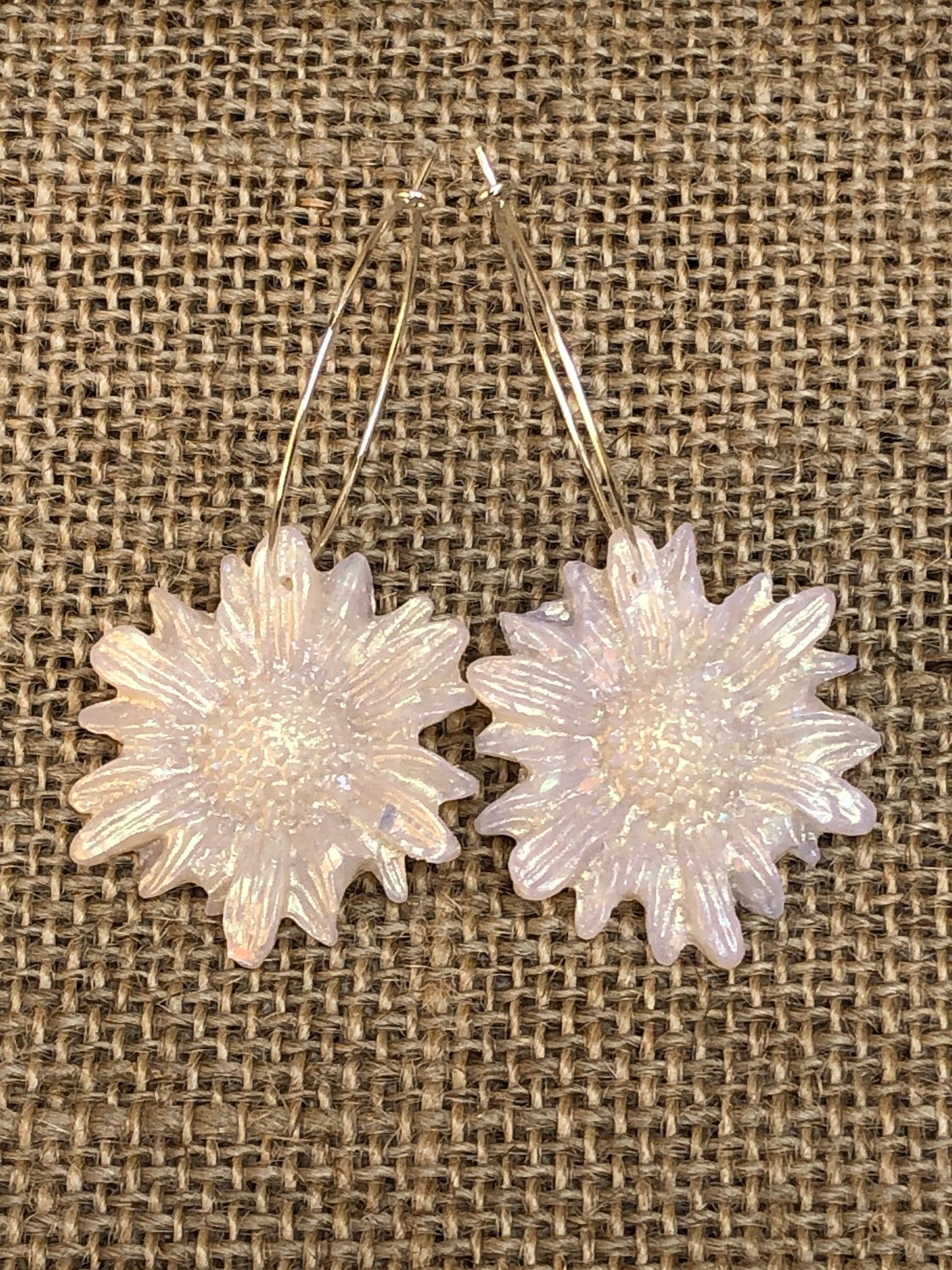 Boho Shimmery Opal Wildflower Hoop Earrings