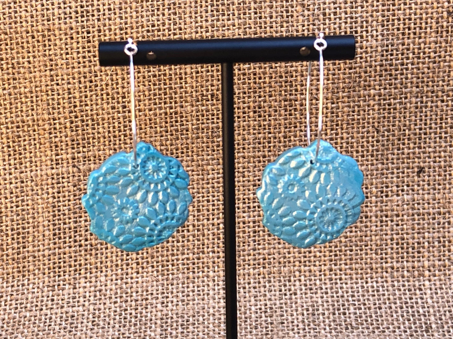 Shimmery Rose Floral Hoop Earrings YOU CHOOSE