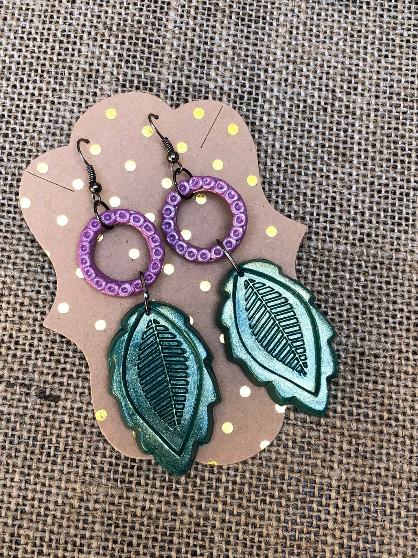 Shimmery Boho Leaf Dangle Earrings YOU CHOOSE