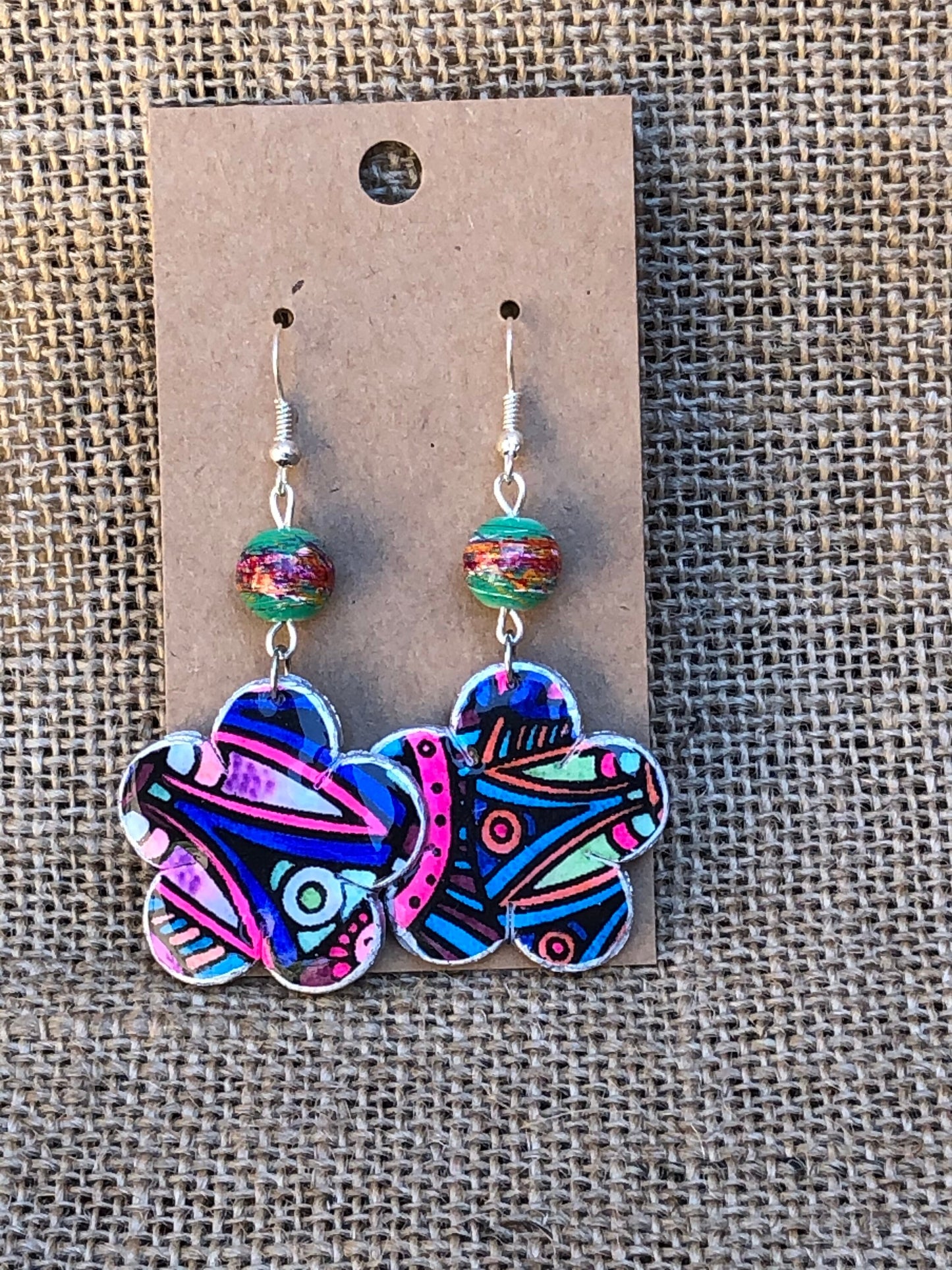 Coloring Book Boho Floral Dangle or Statement Stud Earrings YOU CHOOSE