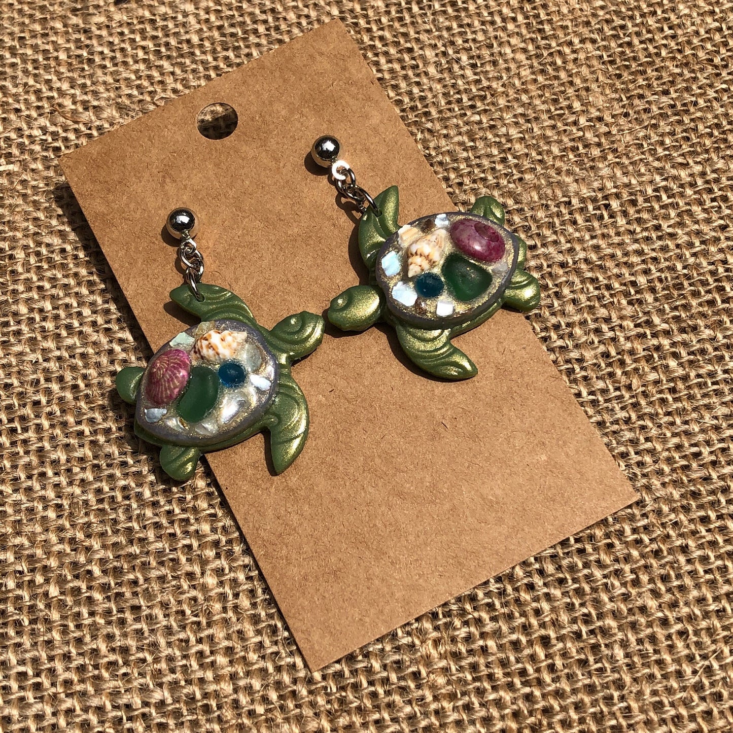 Beach Seashell Swimming Sea Turtle Earrings YOU CHOOSE