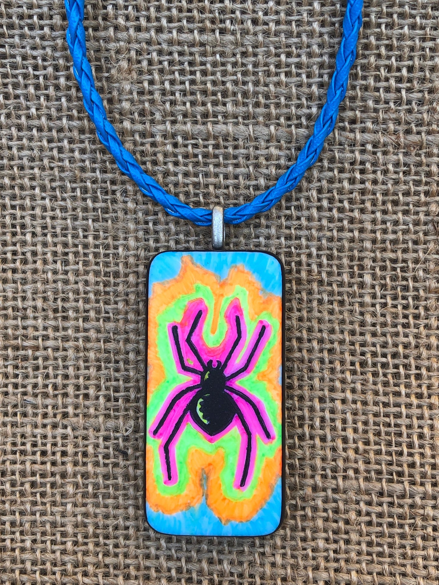 Radioactive Spider Upcycled Domino Pendant Necklace YOU CHOOSE
