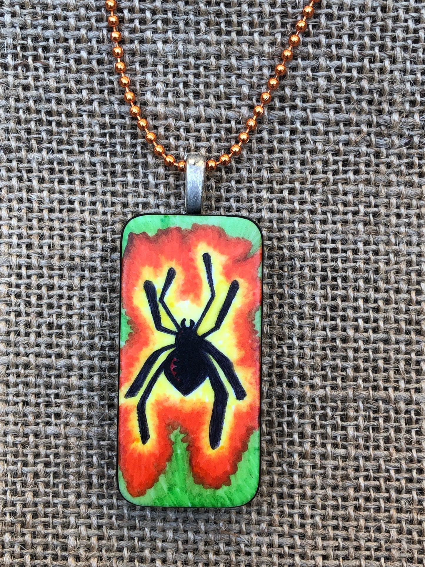 Radioactive Spider Upcycled Domino Pendant Necklace YOU CHOOSE