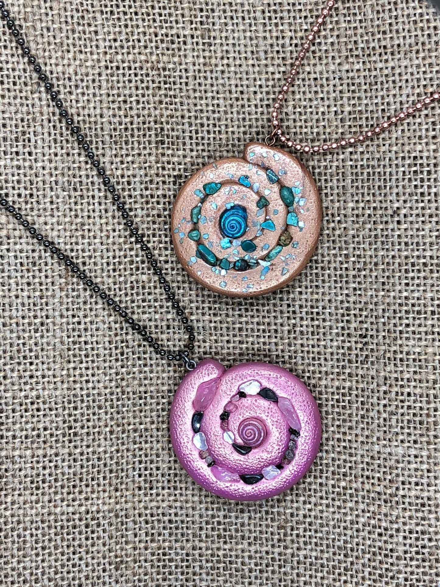 Polymer Clay and Semi Precious Stone Beach Pendant Necklace YOU CHOOSE