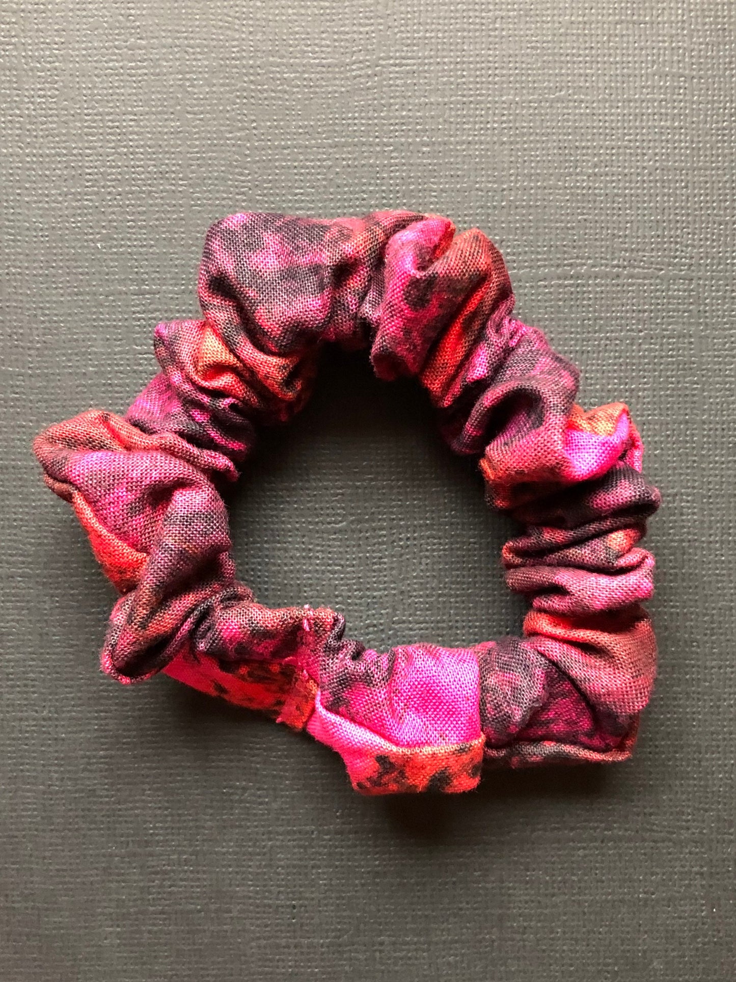 3pc Floral and Patterned Handmade Hair Scrunchies Pink Fuchsia Black and Cream