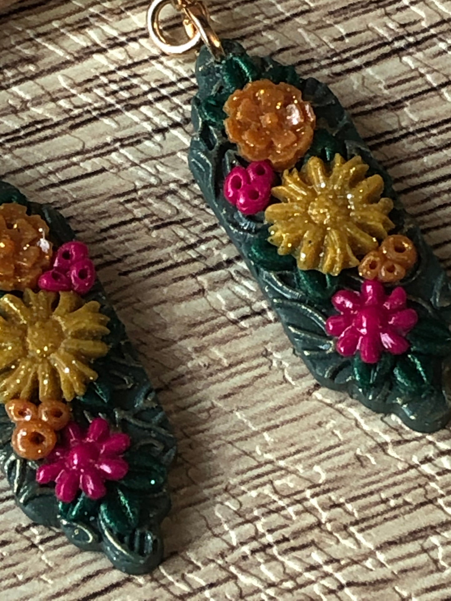 Retro Hippie Floral Statement Dangle Earrings