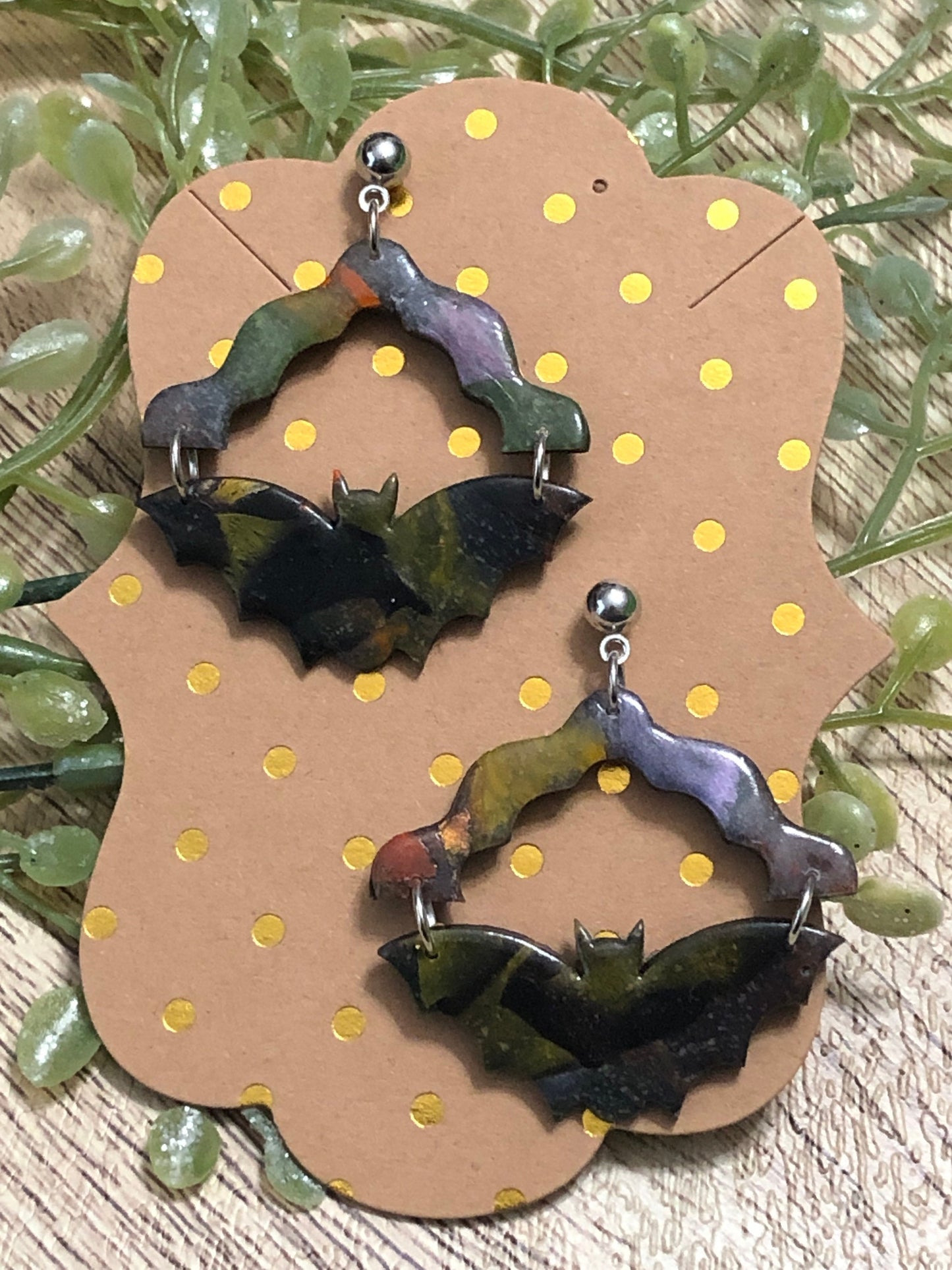 Autumn Bat Statement Dangle Earrings