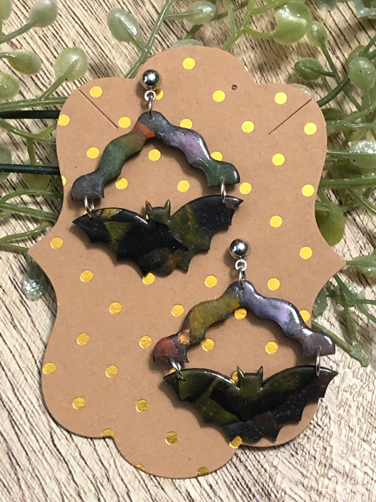 Autumn Bat Statement Dangle Earrings