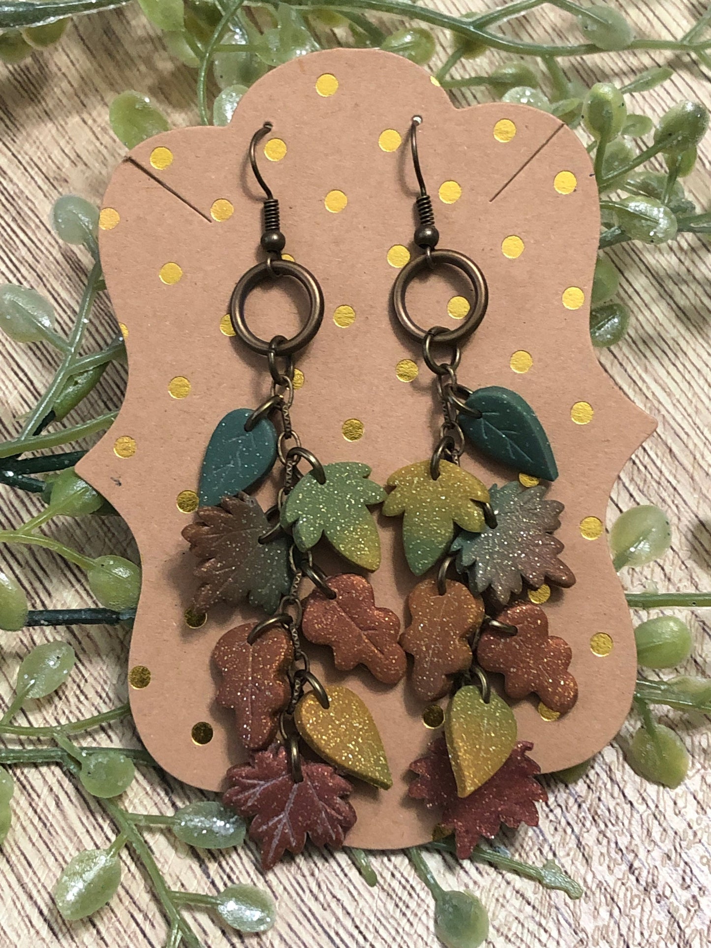Antiqued Ombre Autumn Leaf Statement Dangle Earrings 3 Styles Available YOU CHOOSE
