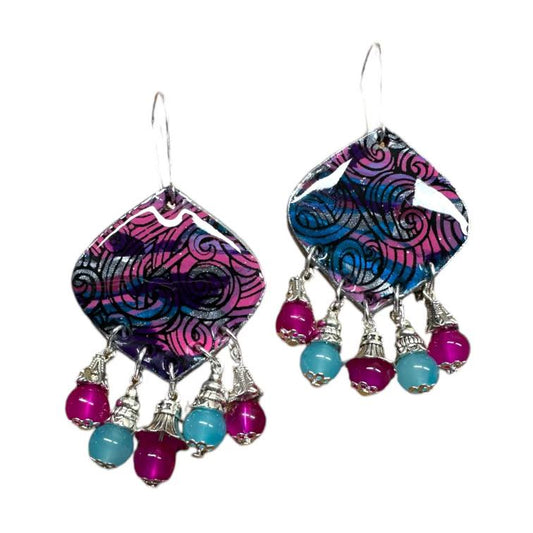 Tutorial: Polymer clay earrings using scrap clay and a silkscreen