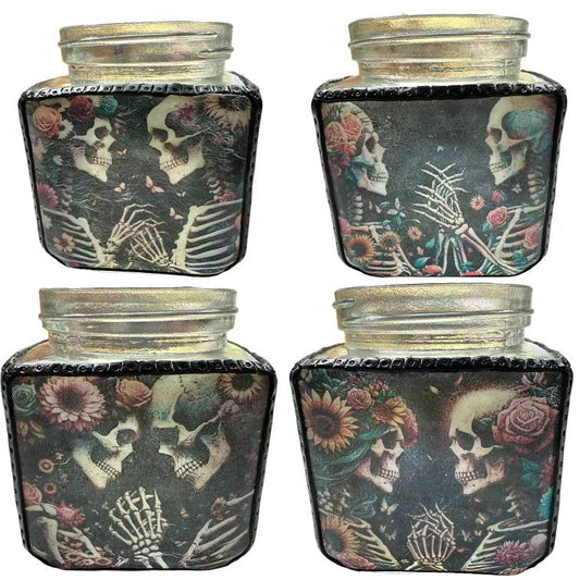 Tutorial: Skeleton Couple Glass Jar with Polymer Clay and Transfer Paper By Sherbears Clay