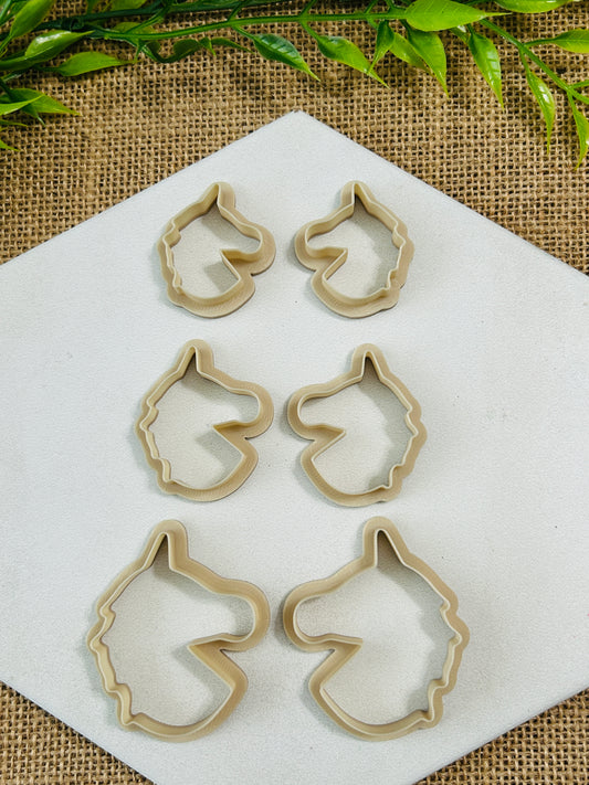 2pc Unicorn Head Outline Cutter Set Polymer Clay Cutter 6 Sizes You Choose