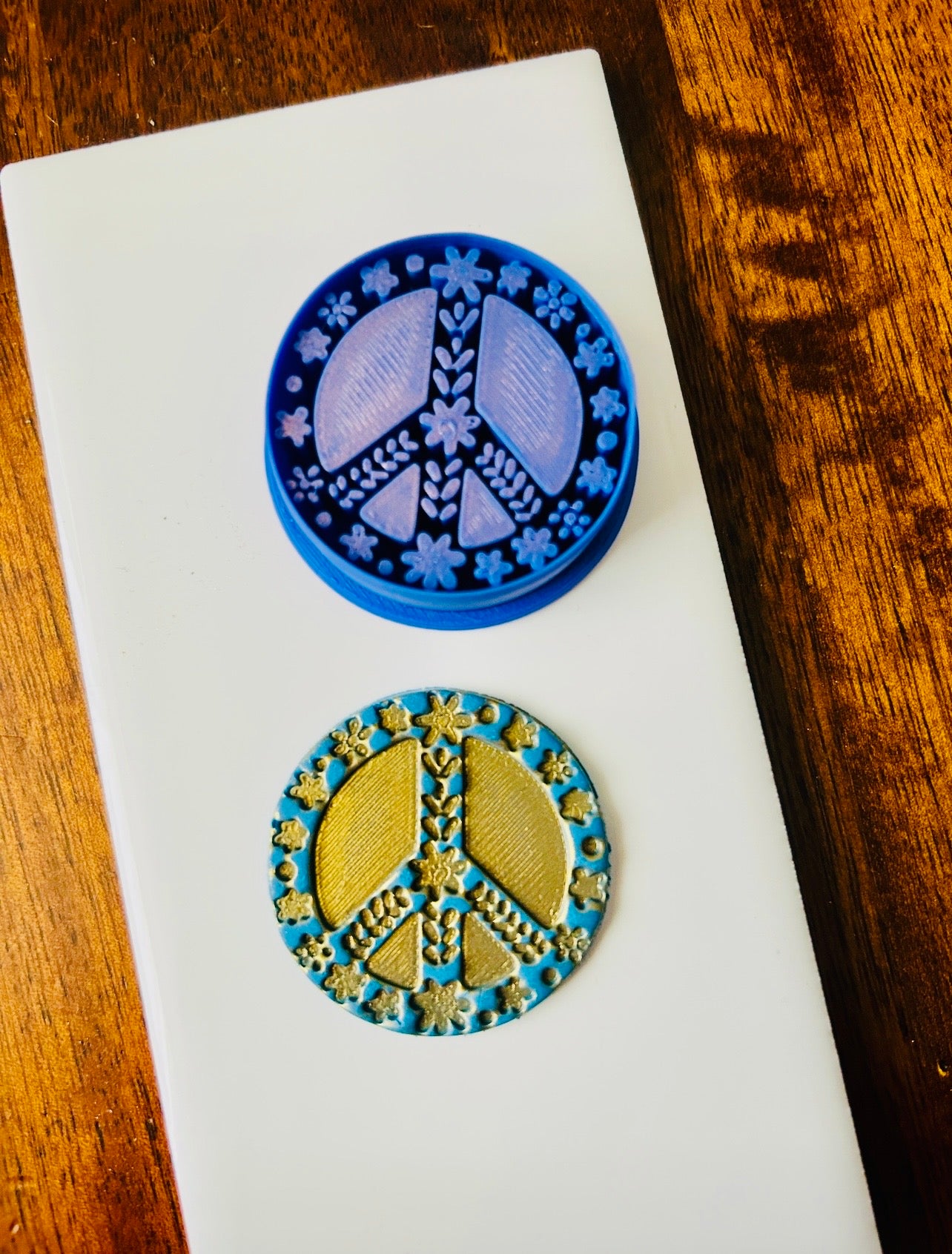 Boho Floral Peace Sign Imprint Polymer Clay Cutter 2 Styles YOU CHOOSE