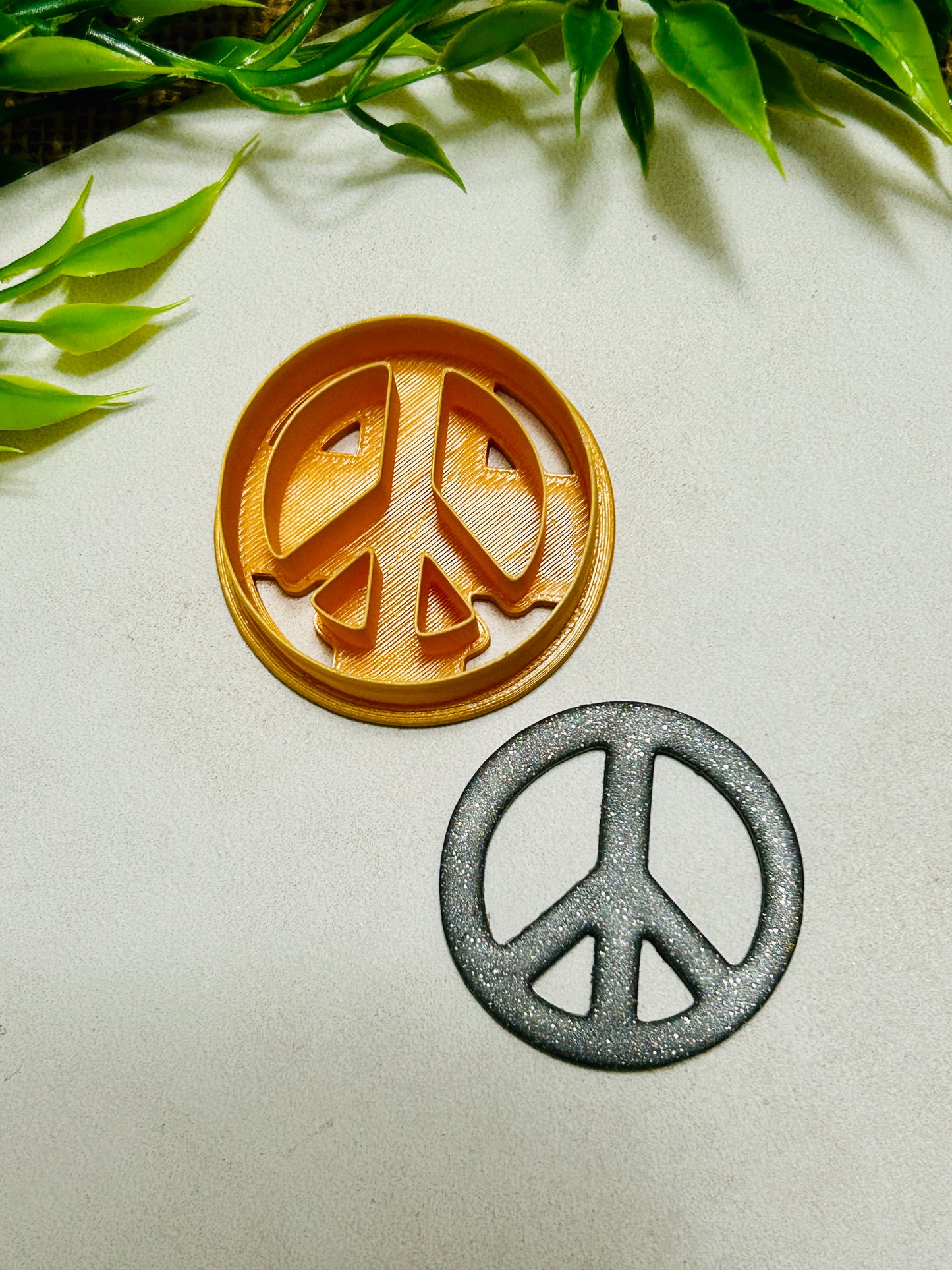 Boho Floral Peace Sign Imprint Polymer Clay Cutter 2 Styles YOU CHOOSE