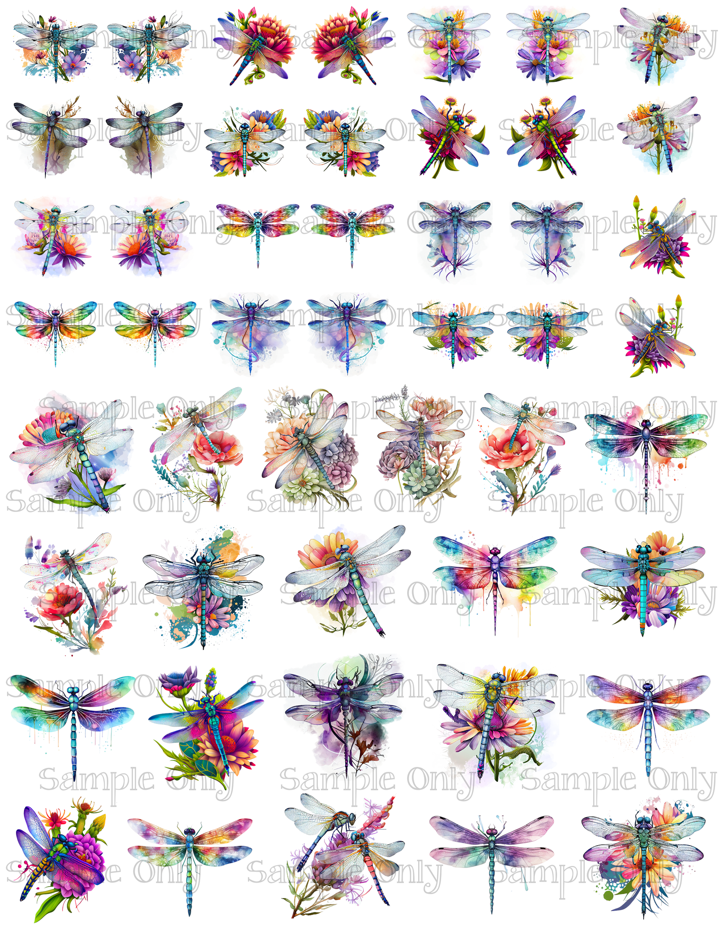 1 - 1.5 Inch Dragonfly Insect Image Sheet For Polymer Clay Transfer Decal DIGITAL FILE OR PRINTED