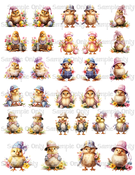 1.5 - 2 Inch Dressed Up Chicks Image Sheet For Polymer Clay Transfer Decal DIGITAL FILE OR PRINTED