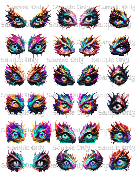 1.5 Inch Fantasy Dragon Eyes 01 Image Sheet For Polymer Clay Transfer Decal DIGITAL FILE OR PRINTED