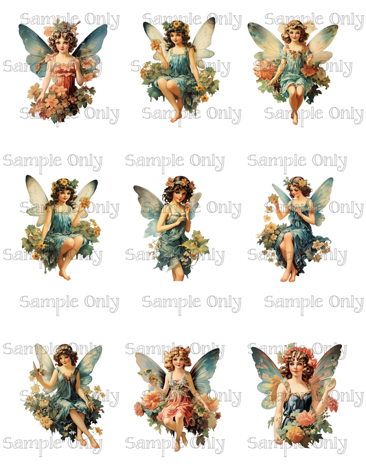 2.5 Inch Vintage Fairy Image Sheet For Polymer Clay Transfer Decal DIGITAL FILE OR PRINTED