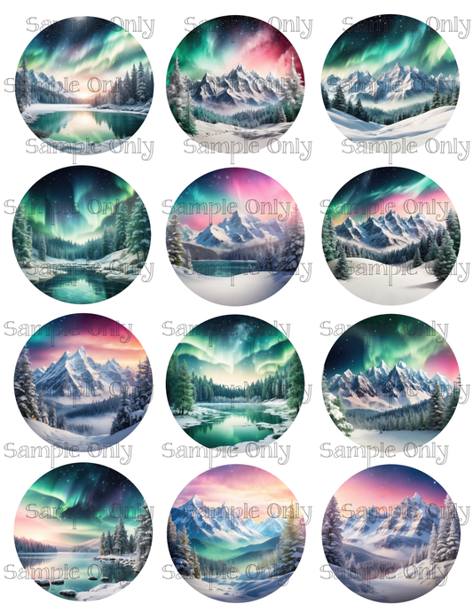 2.5 Inch Aurora Borealis Round Image Sheet For Polymer Clay Transfer Decal DIGITAL FILE OR PRINTED