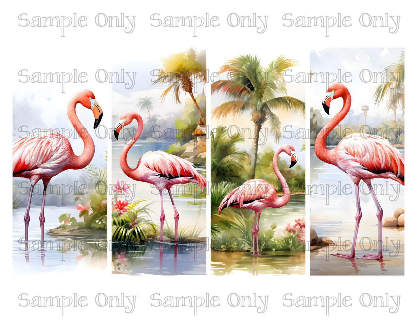 2.5 x 6 Inch Flamingo Coastal Bird Image Sheet For Polymer Clay Transfer Decal DIGITAL FILE OR PRINTED