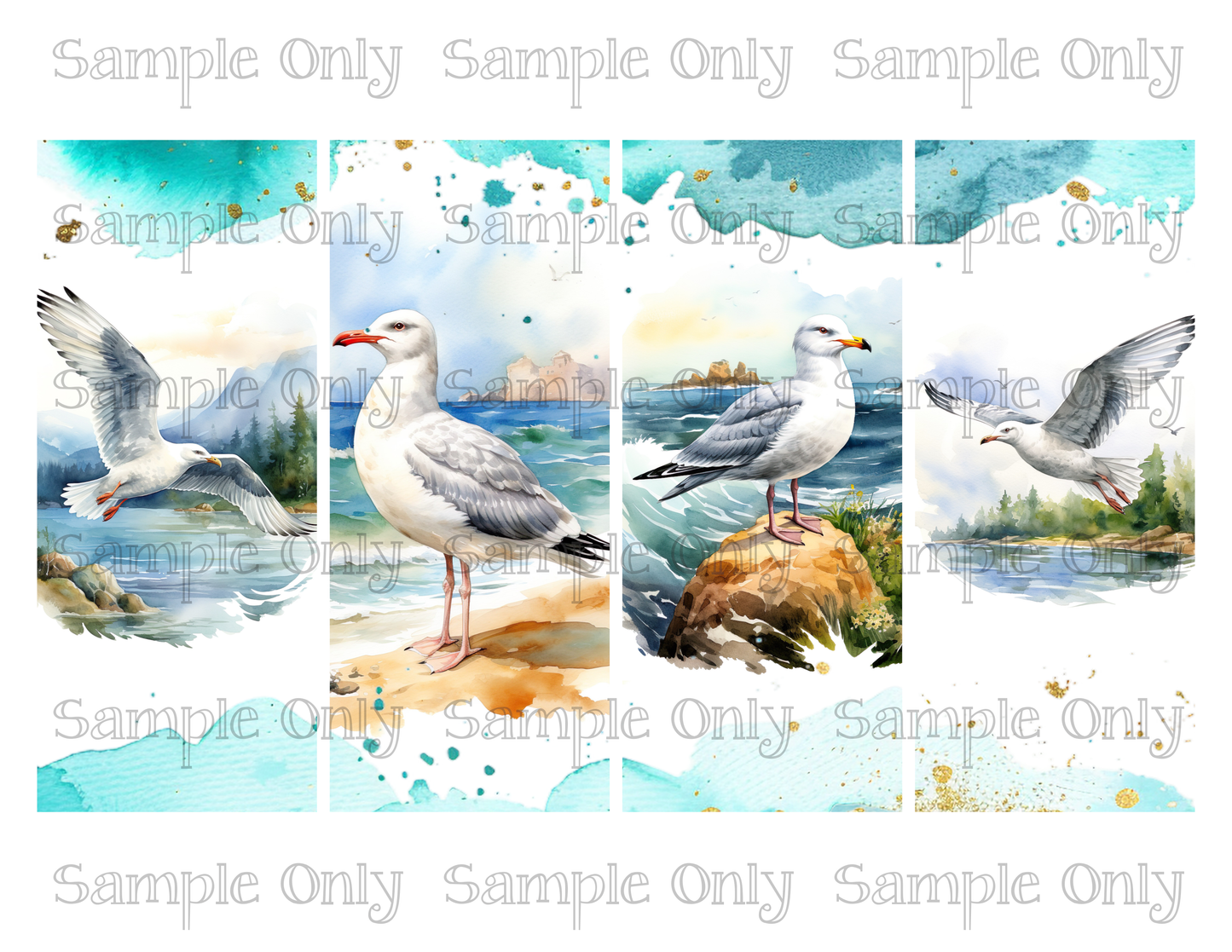 2.5 x 6 Inch Seagull Coastal Birds Image Sheet For Polymer Clay Transfer Decal DIGITAL FILE OR PRINTED