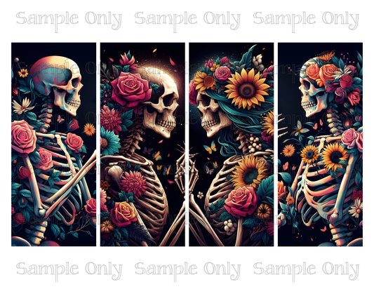 2.5 x 6 Inch Floral Skeleton Set 01 Image Sheet For Polymer Clay Transfer Decal DIGITAL FILE OR PRINTED