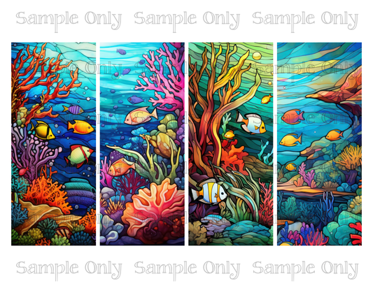 2.5 x 6 Inch Stained Glass Underwater Set 02 Image Sheet For Polymer Clay Transfer Decal DIGITAL FILE OR PRINTED