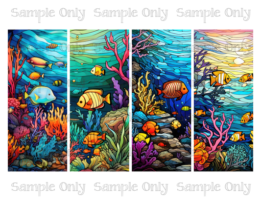 2.5 x 6 Inch Stained Glass Underwater Set 03 Image Sheet For Polymer Clay Transfer Decal DIGITAL FILE OR PRINTED