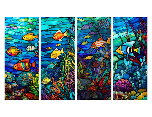2.5 x 6 Inch Stained Glass Underwater Set 04 Image Sheet For Polymer Clay Transfer Decal DIGITAL FILE OR PRINTED