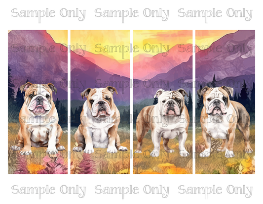 2.5 x 6 Inch Scenic Mountain English Bulldog Dog Image Sheet For Polymer Clay Transfer Decal DIGITAL FILE OR PRINTED