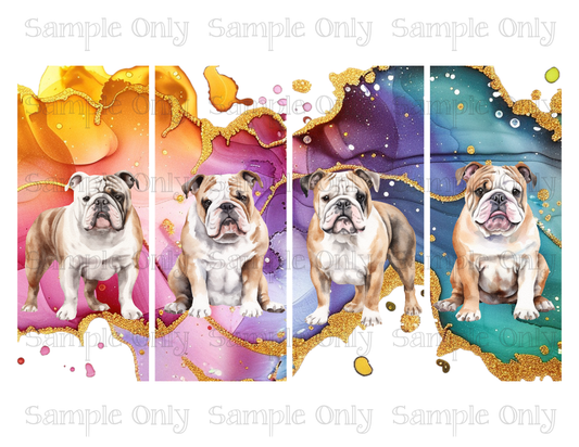 2.5 x 6 Inch Watercolor Splash English Bulldog Dog Image Sheet For Polymer Clay Transfer Decal DIGITAL FILE OR PRINTED