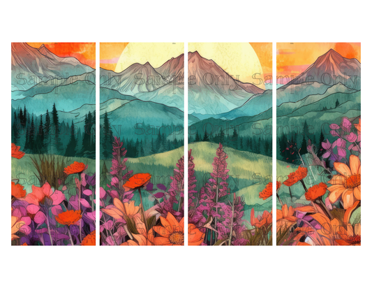 2.5 x 6 Inch Scenic Meadow Mountain Image Sheet For Polymer Clay Transfer Decal DIGITAL FILE OR PRINTED