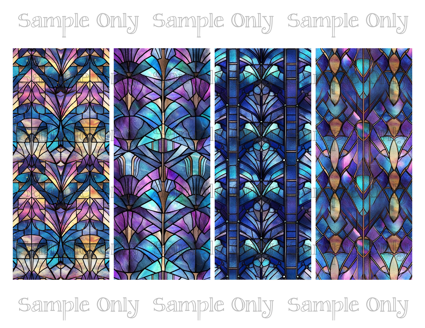 2.5 x 6 Inch Stained Glass Abstract Set 04 Image Sheet For Polymer Clay Transfer Decal DIGITAL FILE OR PRINTED