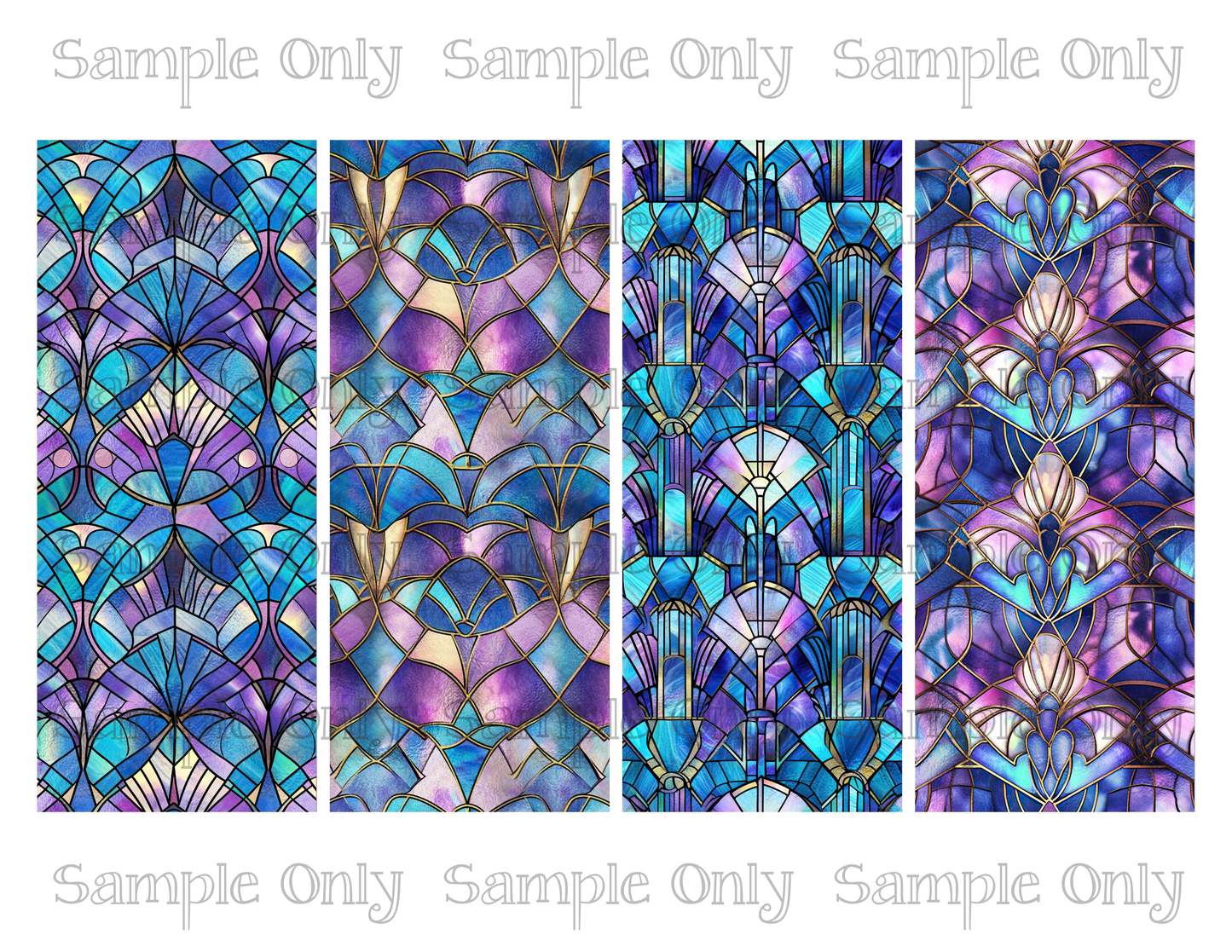 2.5 x 6 Inch Stained Glass Abstract Set 05 Image Sheet For Polymer Clay Transfer Decal DIGITAL FILE OR PRINTED