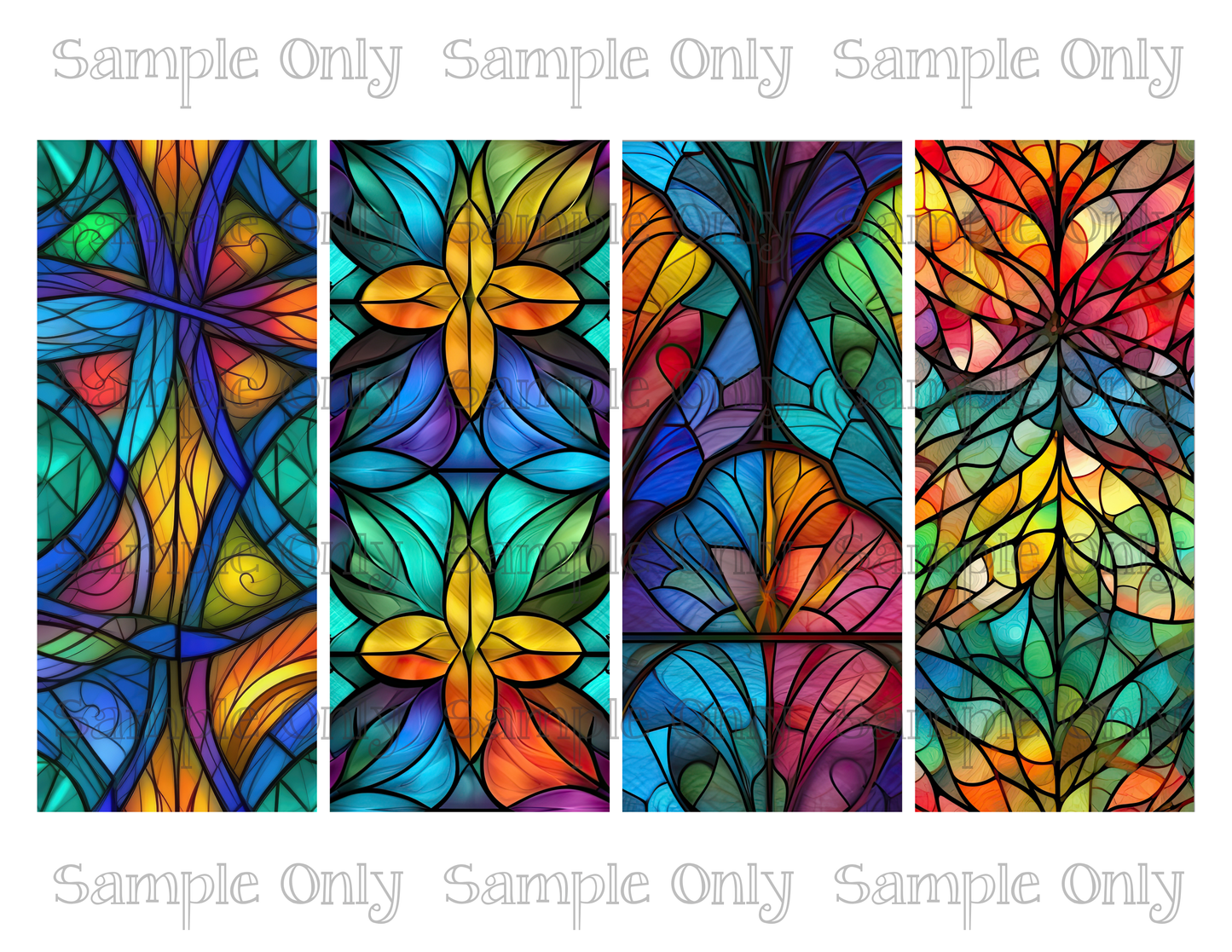 2.5 x 6 Inch Stained Glass Abstract Set 06 Image Sheet For Polymer Clay Transfer Decal DIGITAL FILE OR PRINTED