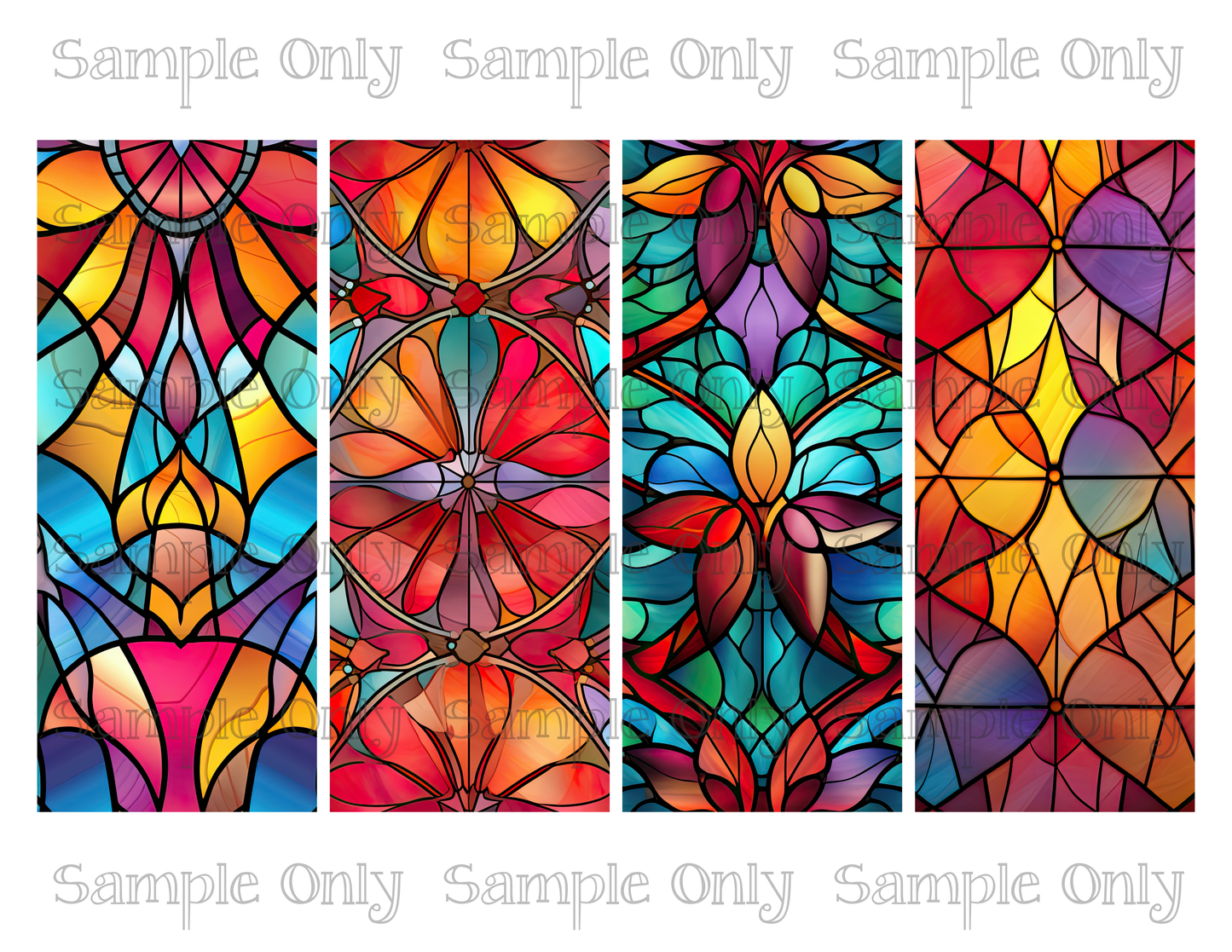 2.5 x 6 Inch Stained Glass Abstract Set 08 Image Sheet For Polymer Clay Transfer Decal DIGITAL FILE OR PRINTED